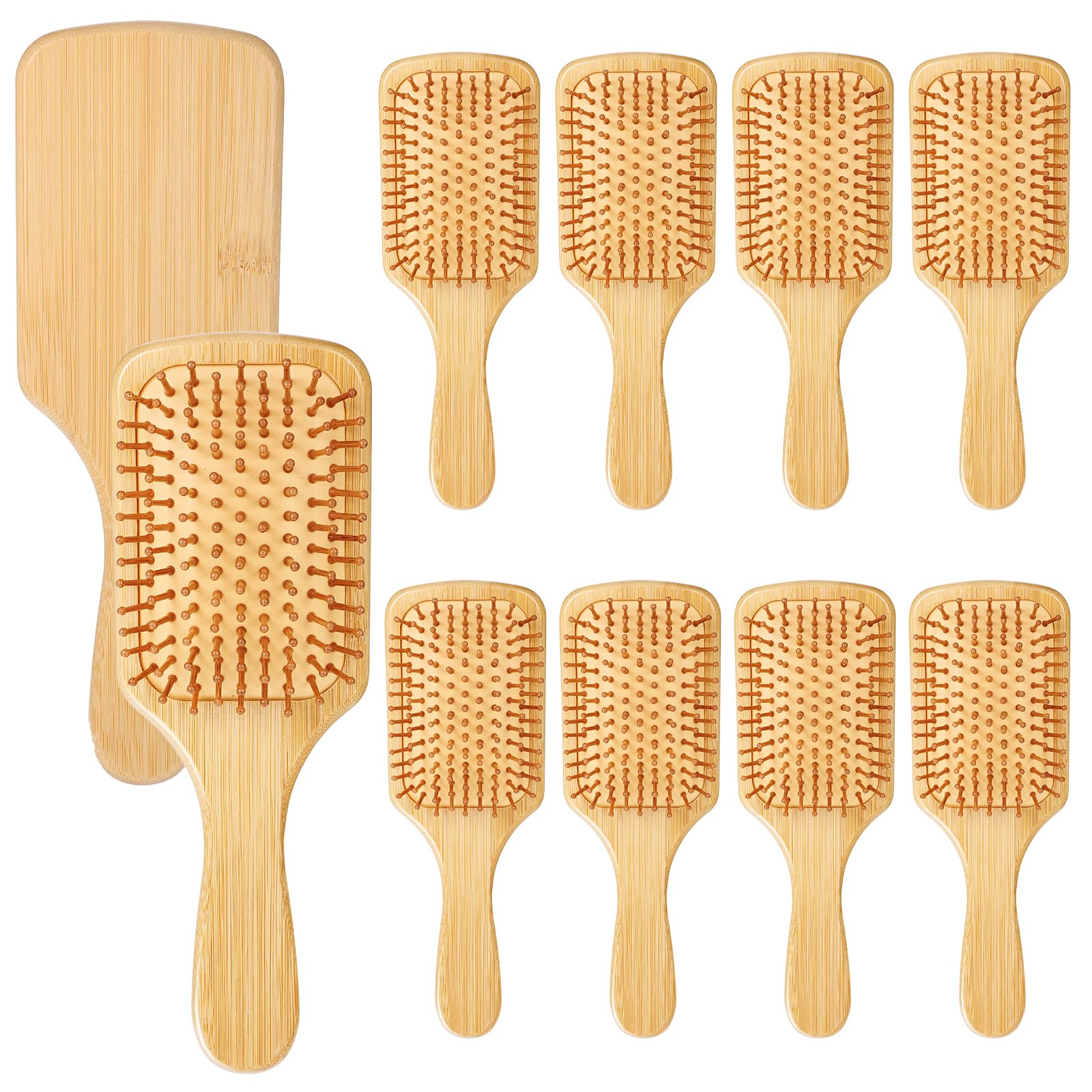 Bamboo Hair Brush - 10pcs Bamboo Hairbrush Natural bamboo paddle