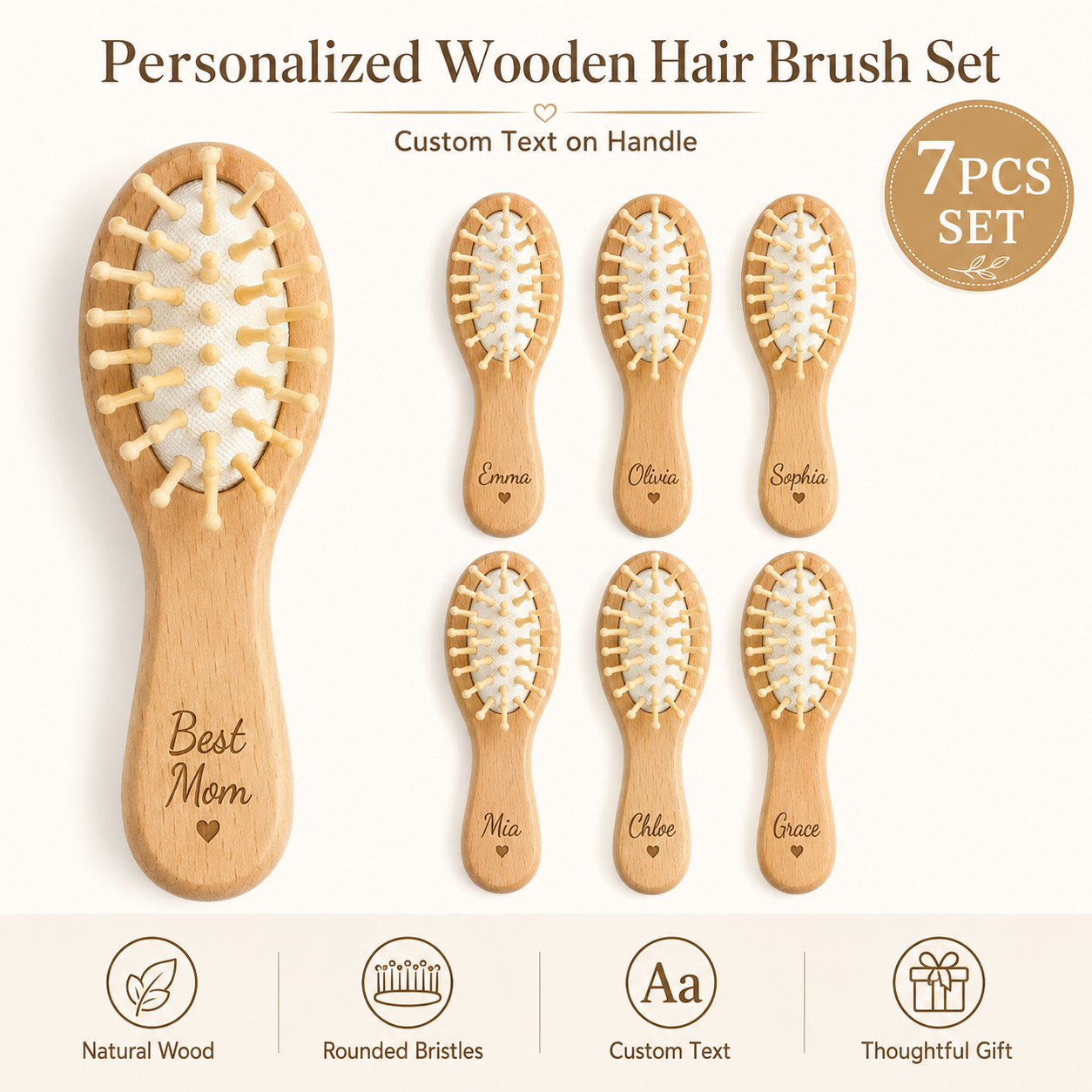 Hair Care Names - 7Pcs Custom Wooden Mini Combs with