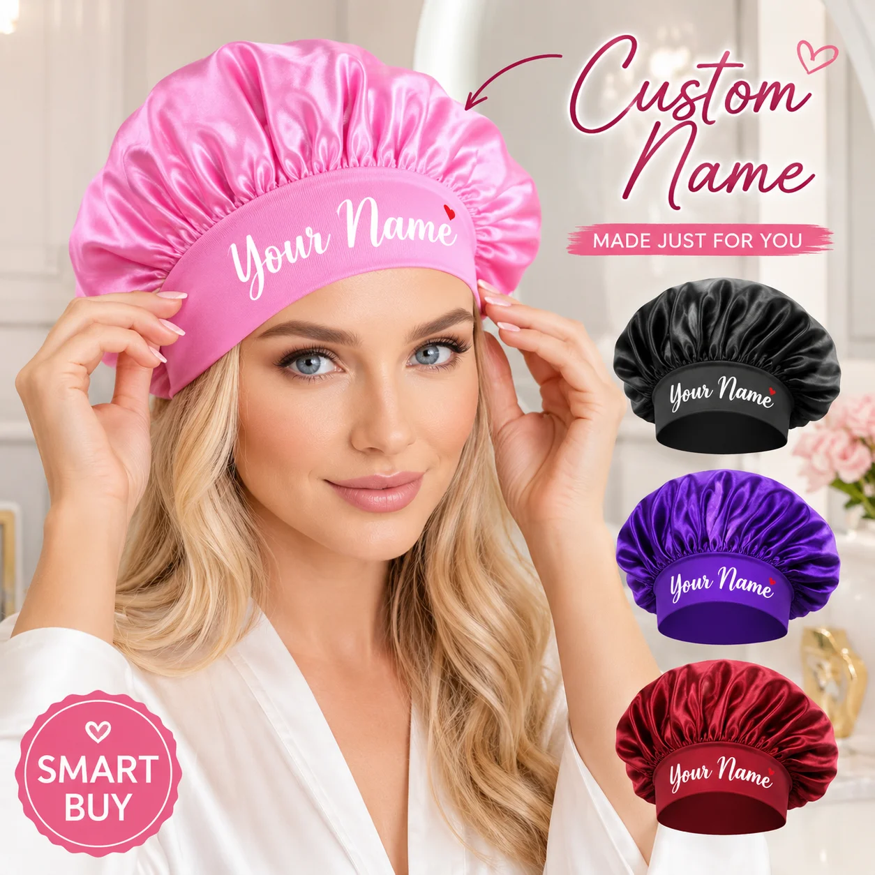 Personalized Satin Sleep Cap f - Hair Care Names recension och pris
