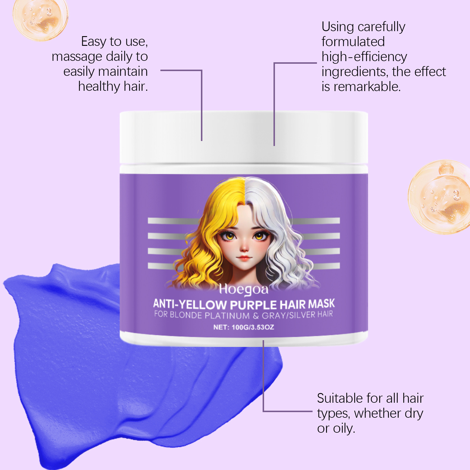 Purple Hair Mask Cover Gray Ha - Deep Conditioner Mask recension och pris