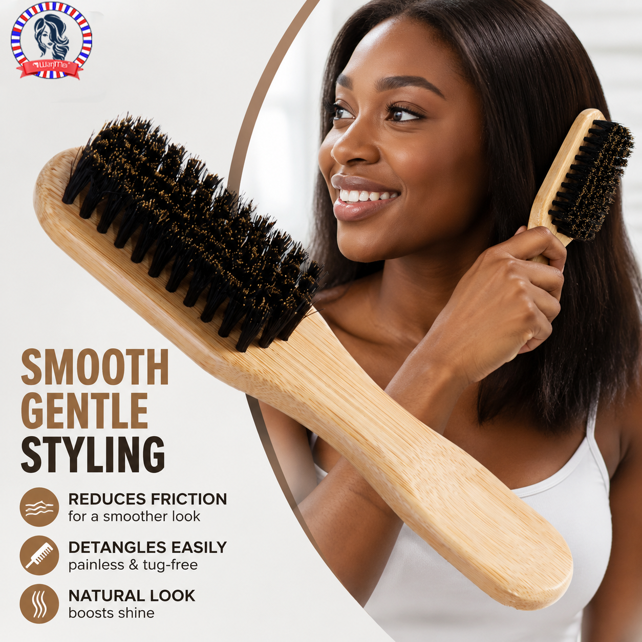 Bamboo Wood Bristle Brush Redu - Bamboo Hair Brush recension och pris